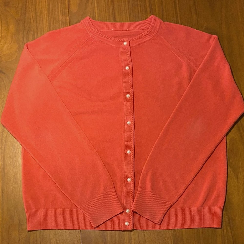 Vintage hot pink cardigan with pearly buttons
